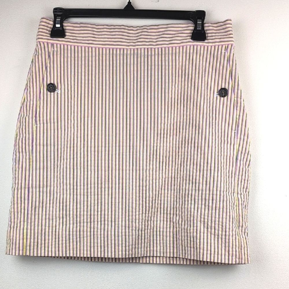 J. Crew Striped Seersucker Women's Mini Skirt Size 6 Preppy Summer Classic
